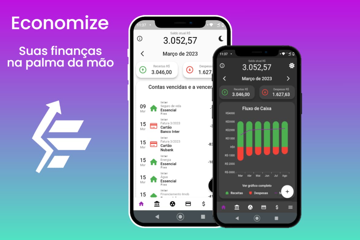 Economize - telas do aplicativo